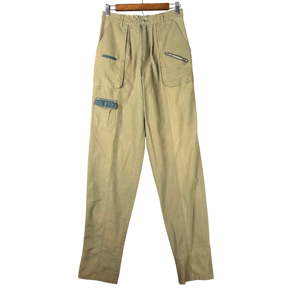 Vintage Cotler High Waisted Cargo Pants Womens 29x34 Green Khaki Tapered Utility